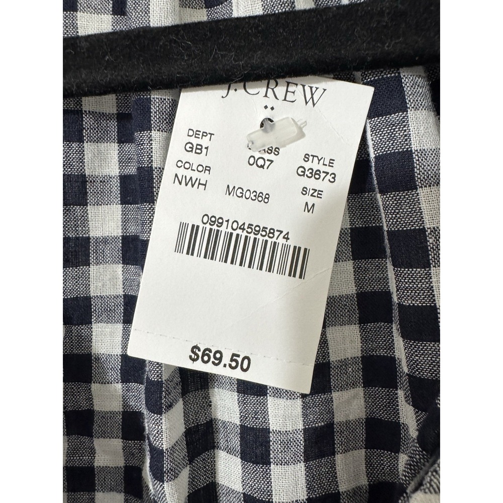 J Crew Linen Cotton Plaid Womens Top M Summer Classic Designer New - Picture 5 of 9